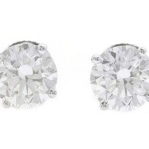 4.00 Carat Lab Grown Diamonds in 14K Solid White Gold Screw Back Stud Earrings